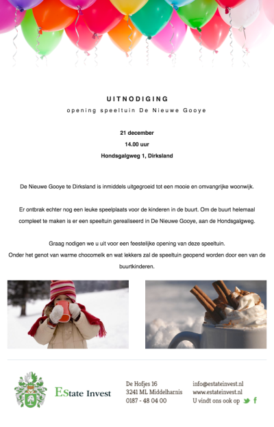 Uitnodiging opening speeltuin - 